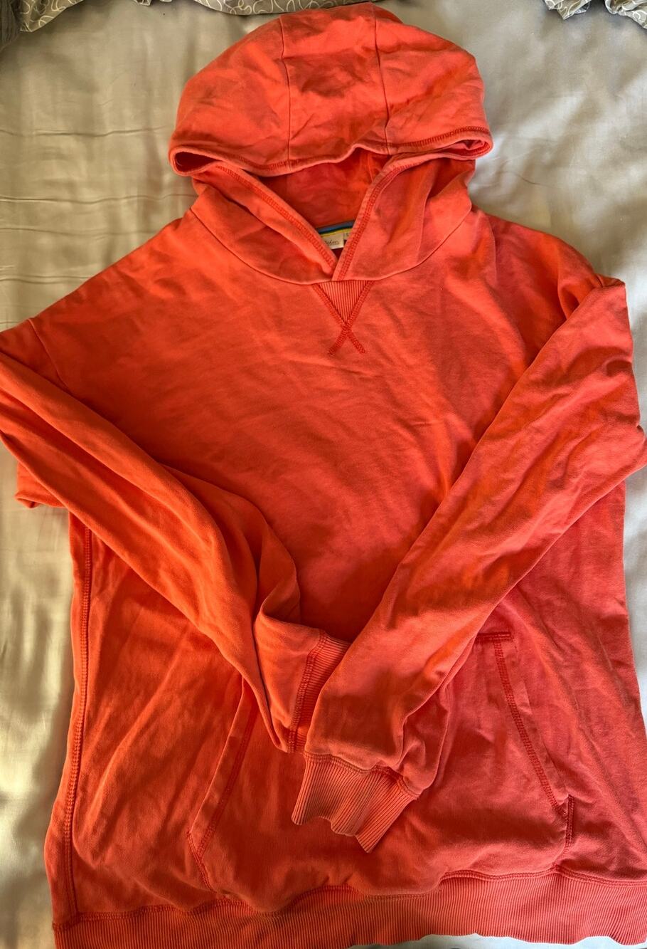 Mini Boden light orange red hoodie size 13-14